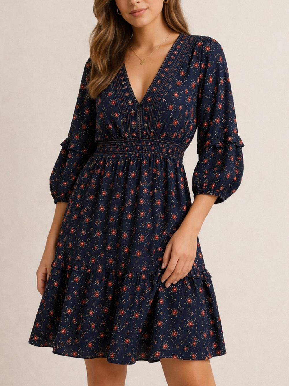 NWT MAX STUDIO Floral Navy Dress